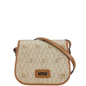 Dior Honeycomb Shoulder Bag Beige Tan Brown Canvas Leather